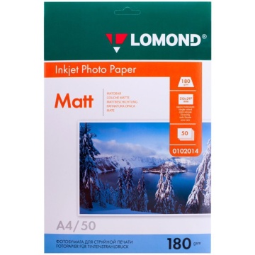 Фотобумага Ink Jet Coated LOMOND А5 180г, 50л, матовая