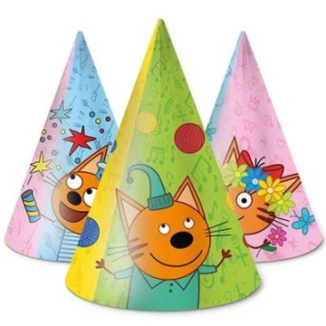 Колпак карнавальный "Три Кота" 18см,  6 шт/уп