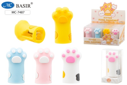 Точилка+ластик. "ЛАПКИ". 4,5*2,7 см. В форме лапки. Ассорти