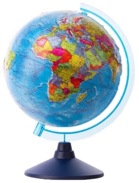 Глобус д-р 250 Политический, рельефный, классик, Евро, карт.короб