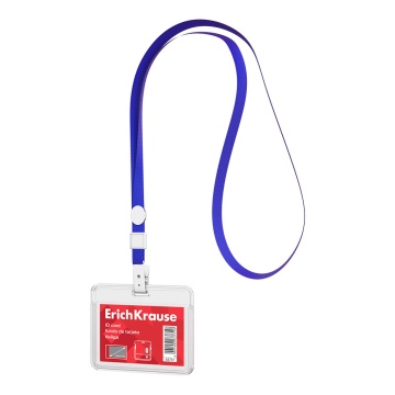 Бейдж горизонтальный в комплекте с лентой ErichKrause слайдер, размер вставки 85х54 мм, прозрачный,