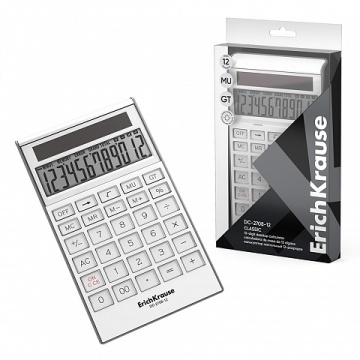 Калькулятор  12 разр. ЕК  настольный,  двойное питание, белый DC-2706-12 Classic
