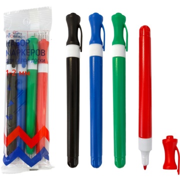 Маркеры в наборе для белой доски 04цв 2мм (з
