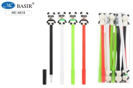 Ручка шариковая "ПАНДА"; .ассорти., съёмный прорезиненный