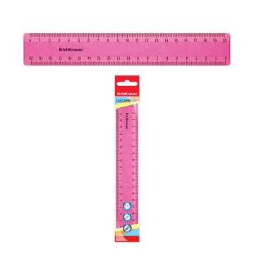 Линейка пластиковая ErichKrause Glitter, 20см, розовая, во флоупаке
