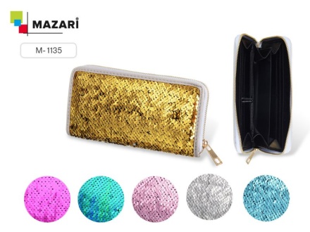 Пенал школьный. 1 секция. На молнии. С цветными реверсивными пайетками. В ассортимете