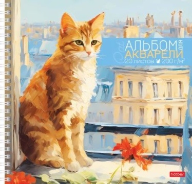 Скетчбук А5  20л., гребень, 200гр/м2, "Кот-мечтатель"