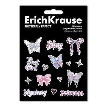 Стикеры объёмные ErichKrause Эффект бабочки, ПВХ (в пакете)