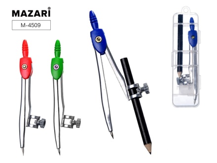 Готовальня MAZARI 2 предмета (циркуль козья ножка+карандаш)