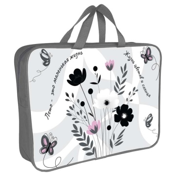 Папка А4 (360*270*80) с ручками, молния, ткань "Полевые цветы"