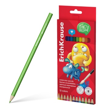 Карандаши цвет. акварельные 12 цв. ErichKrause Jolly Friends шестигранные