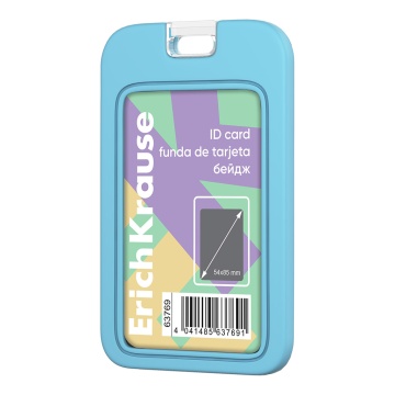 Бейдж вертикальный ErichKrause Pastel, силиконовый, размер вставки 54х85, голубой (в пакете)