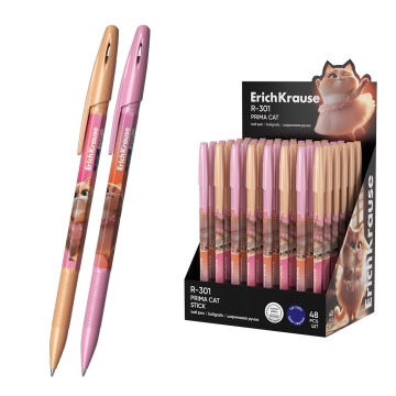 Ручка шариковая ErichKrause R-301 Stick Prima Cat 0.7, цвет чернил синий (в коробке-дисплее по 48 шт