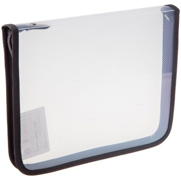 Папка д/тетрад. А5 (230*180*25) 1отд. молния вокруг, пластик "Офис б/цв Чёрная"