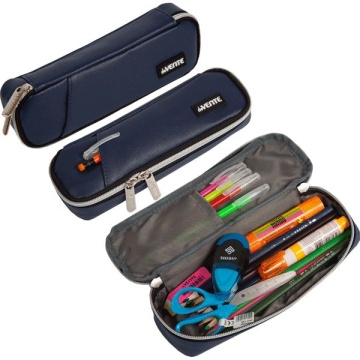 Пенал-косметичка (220*60*40) молния, кожзам "Private",с 2 карманами, апплик.темно-синий,на 40пр.