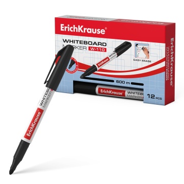 Маркер для досок ErichKrause W-110, цвет чернил черный (в коробке по 12 шт.)