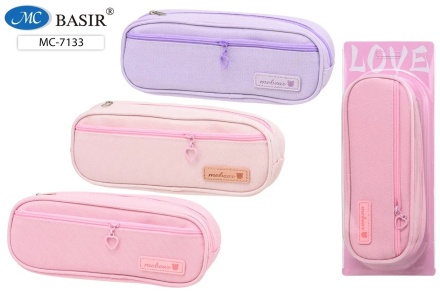 Пенал: ПВХ, два кармана на молнии, , размер 21,5*8*5,5 см, в пл