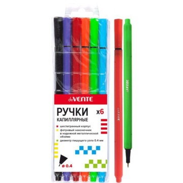 Набор капиллярных ручек "deVENTE" 0.4мм, 6цв.