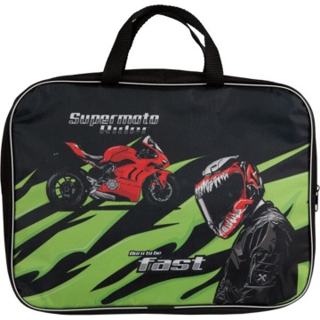 Папка А4 (350*270*70) с ручками, молния, ткань " Super Moto"