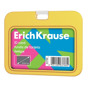 Бейдж горизонтальный ErichKrause Neon, силиконовый, размер вставки 85х54, желтый (в пакете)