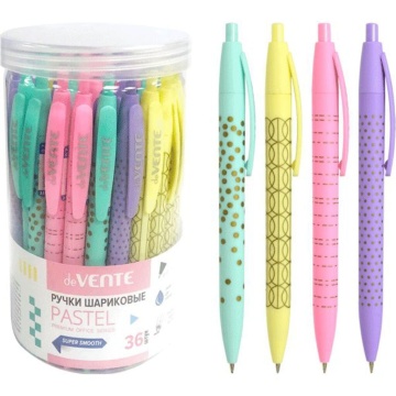 Ручка шар. deVENTE "Pastel "0,7мм, автомат., маслн. чернила, синяя, корпус Soft Touch, ассорти