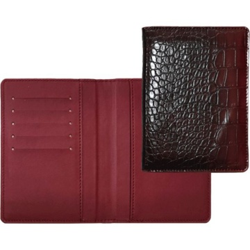 Обложка для паспорта кожзам Belcanto 5 отд.д/визиток, бордовая