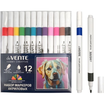 Набор маркеров акриловых 12цв. пулевидн."deVENTE. HOBBY CREATIVE. Classic&Pastel", ширина линии 2мм