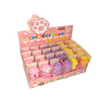 Точилка пласт. 1 отв. Egoist "Лапки" с контейнером 3*3,5 см, ассорти дизайнов