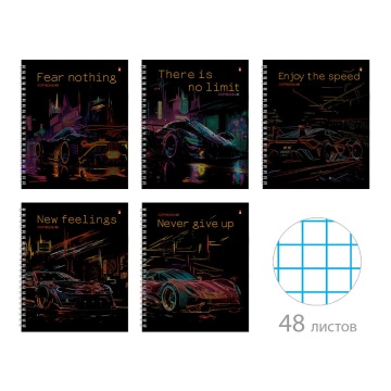 Тетрадь А5 48л кл. гребень Альт "Tokyo drift" глянц.лам. БЕЗ ПОЛЕЙ