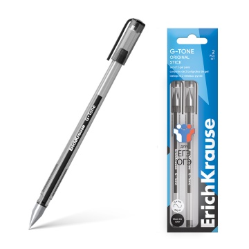 Ручка гелевая EK G-TONE черная, 0,5мм,  тонир.корпус, блистер 2шт.