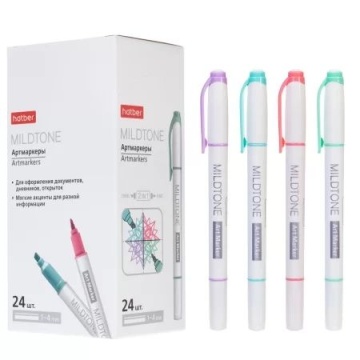 Текстовыделитель "Hatber. Mildtone PASTEL" 1-4мм, ассорти 4 цвета