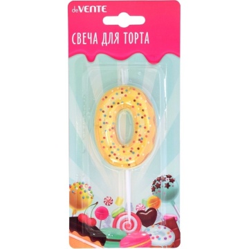 Свеча-цифра "0" Donut 6 см, с 3D декором