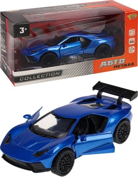 Машинка инерционная 12см металл,  открыв. дверцы, цвет синий, в коробке