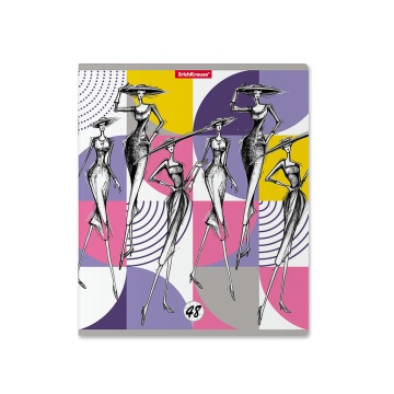 Тетрадь общая ученическая ErichKrause Fashion Sketch, 48 листов, клетка, матовая ламинация