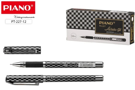 Ручка гелевая. PIANO ARTISTIC GEL. Чёрно-серебр.рисунок, игольч.наконечник, 0,5 мм. Чёрная