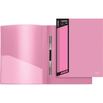 Папка c пружин. скоросш. пластик. 0,45мм, с карманом, розовая