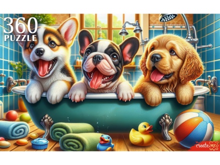 Пазлы 360 элементов 500*340мм. "Щенки в ванной"