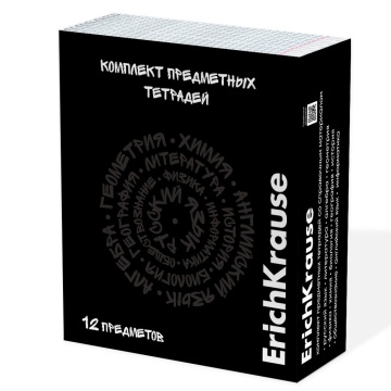 Комплект тетрадей общих ученических ErichKrause Noir, 48 листов, клетка/линейка, со справочным матер