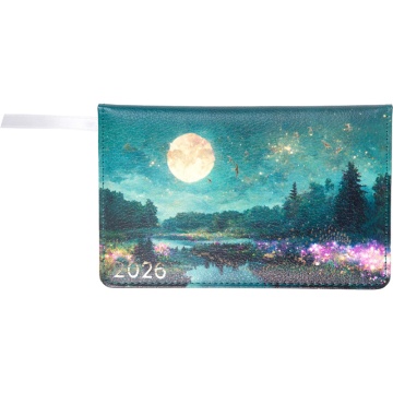 Планинг дат. 2026г, 155*95мм 64л., кожзам, Nature темно-зеленый, ляссе