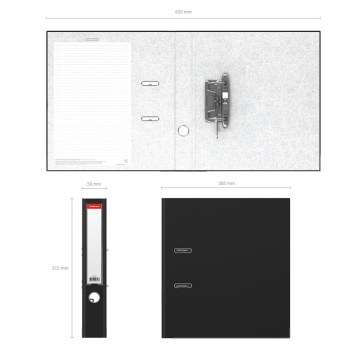 Папка-регистратор с арочным механизмом разборная ErichKrause, Business, А4, 50 мм, черный