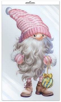 Плакат фигурный 20*30см "Гномик с елочной игрушкой"