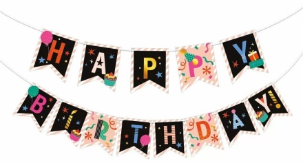 Гирлянда  "Happy birthday!" 2,5м флажки