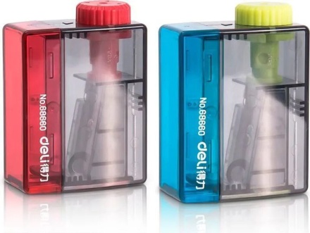 Точилка пласт. 1 отв. с контейнером, ассорти