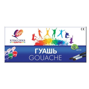 Гуашь 12цв 310мл Классика, блок-тара