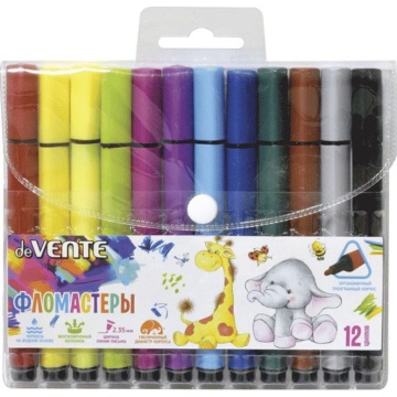 Фломастеры Jumbo 12цв "deVENTE.Trio", трехгранные, вент. колпачок, блистер