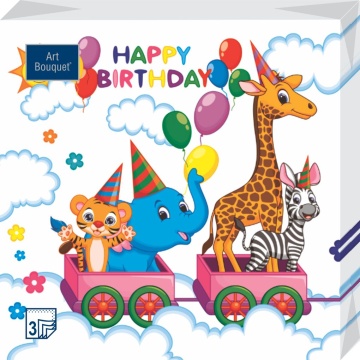 Салфетка Art Bouquet "Зоопарк" 33*33см, 20шт., 3-х слойная