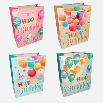 Пакет подар. бумажн. 31*42*12 см 210 гр/м2 С днём рождения!, 4 дизайна