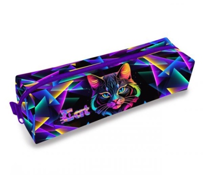 Пенал-косметичка (210*50*60) молния, ткань "Geometric cat"