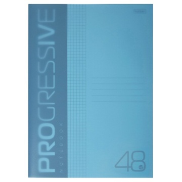 Тетрадь А4 48л кл. скоба Hatber пласт.обл. "PROGRESSIVE. Бирюзовая"