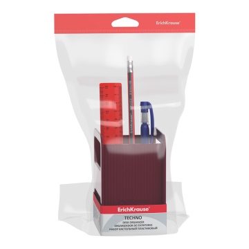 Набор настольный пластиковый ErichKrause Techno, Marsala, рубиновый